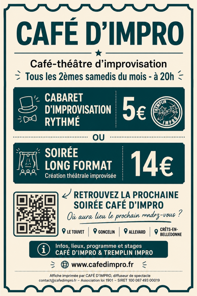 Affiche de présentation 1 spectacle tout les 2eme samedi du mois